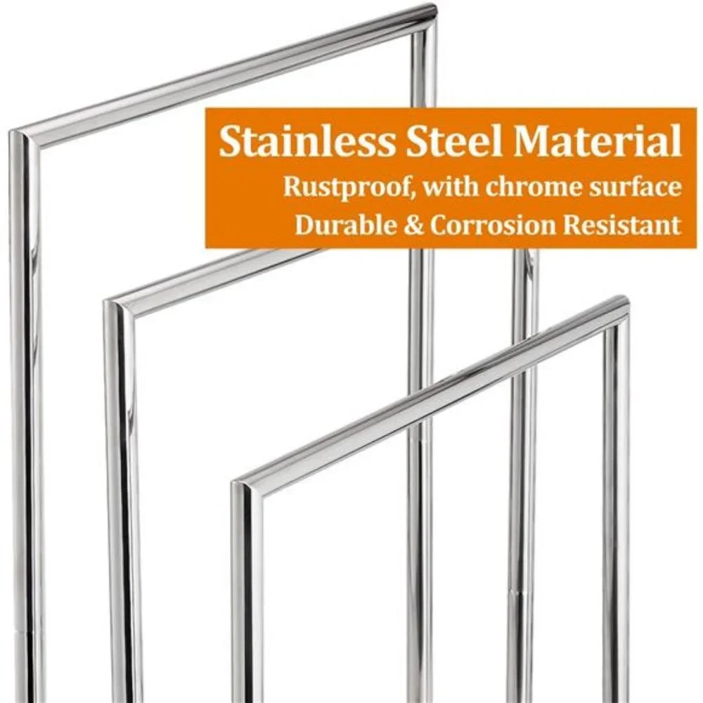 Freestanding Towel Rack, 3 Tier Stainless Steel Towel Bar Stand for Bathroom